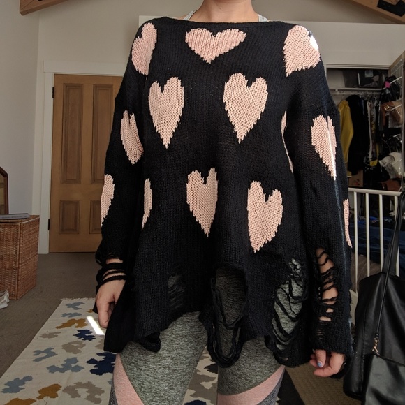 Wildfox Couture White Label Heart Knit Sweater - Picture 1 of 4